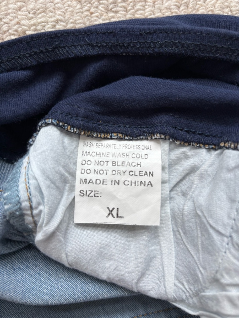 Maternity Jeans - Light Wash Over Belly Skinny Raw Hem Distressed Ankle XL - Picture 6 of 10
